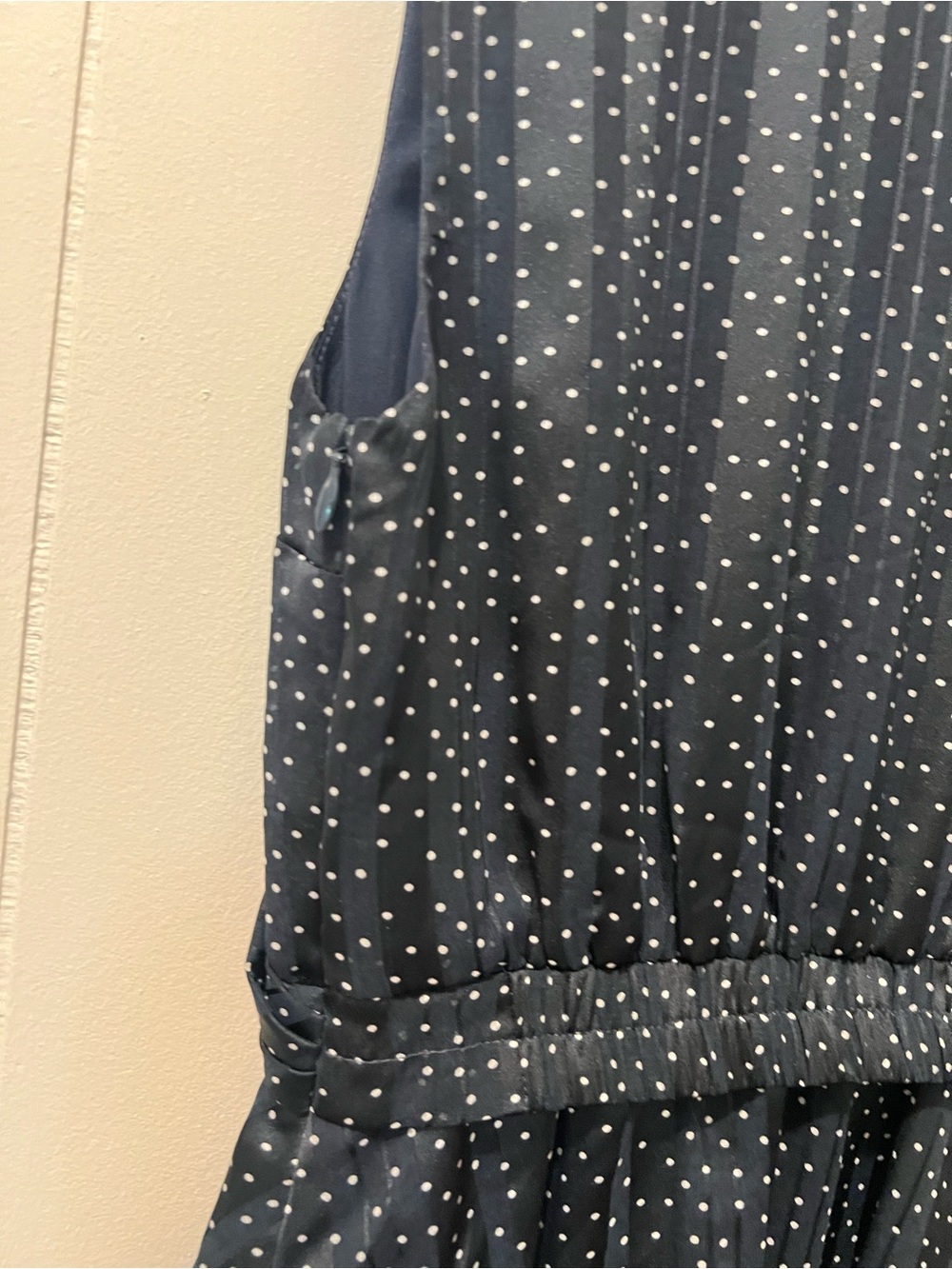 Banana Republic Navy Polka Dot Dress Size 0P Petite Sleeveless Dress - Picture 8 of 10